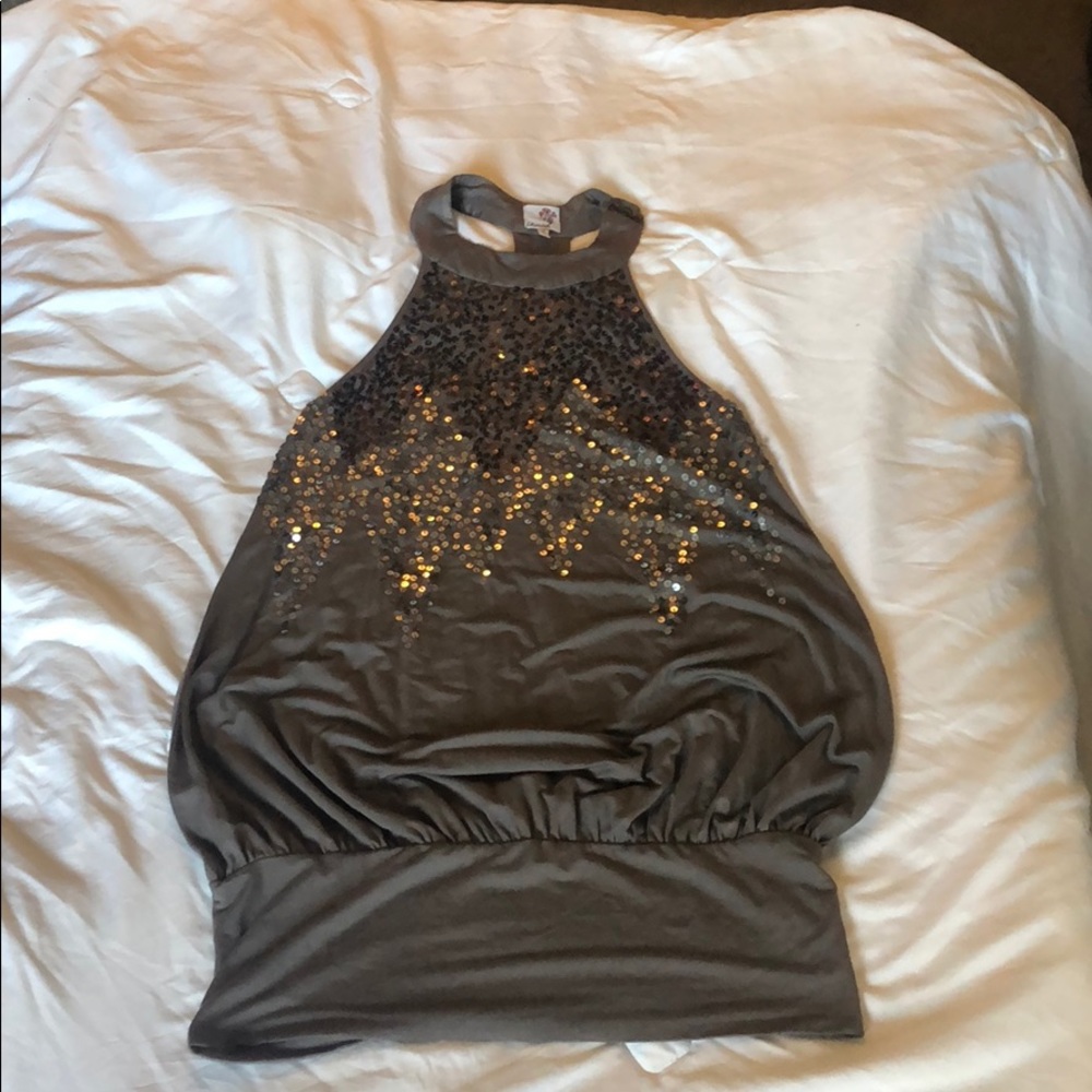 Made by Cherish gray sequin halter top
